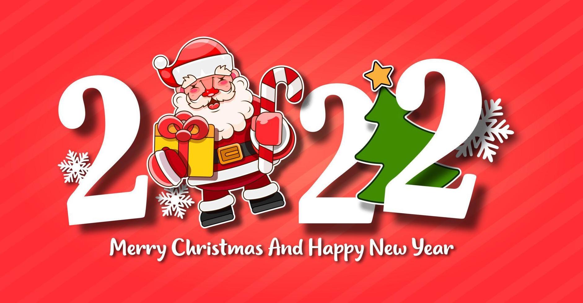 ik wens je een vrolijk kerstfeest en een gelukkig nieuwjaar vintage achtergrond met typografie. 2022 vector