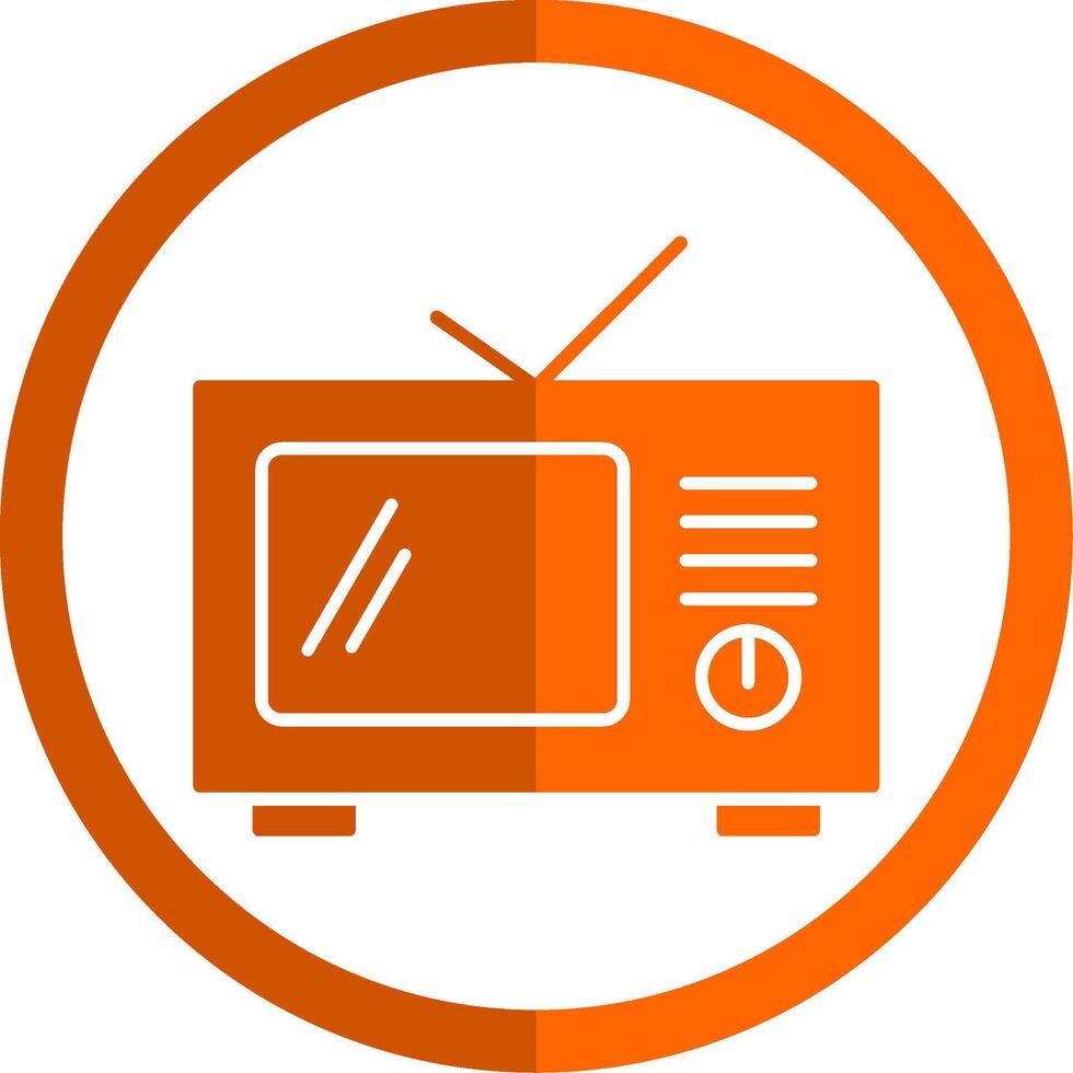 televisie glyph oranje cirkel icoon vector
