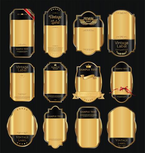 Luxe premium gouden insignes en labels vector