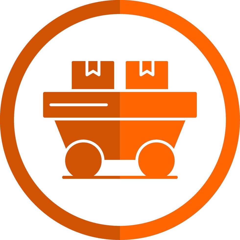 trolley glyph oranje cirkel icoon vector