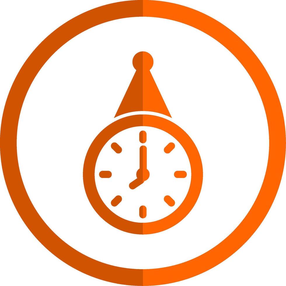 muur klok glyph oranje cirkel icoon vector