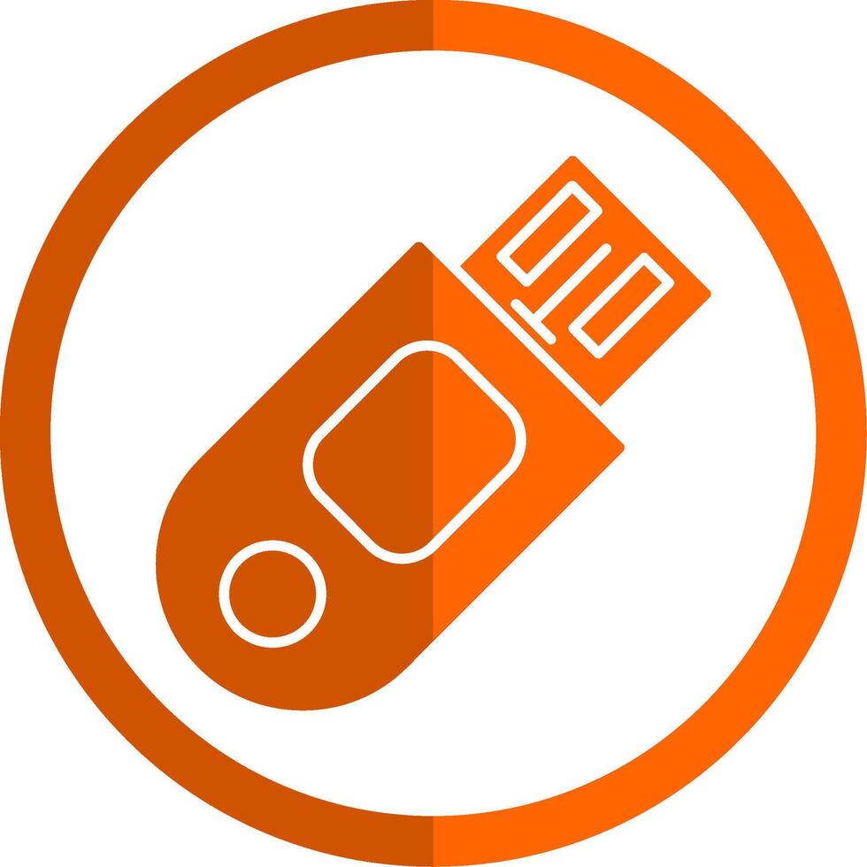 pendrive glyph oranje cirkel icoon vector