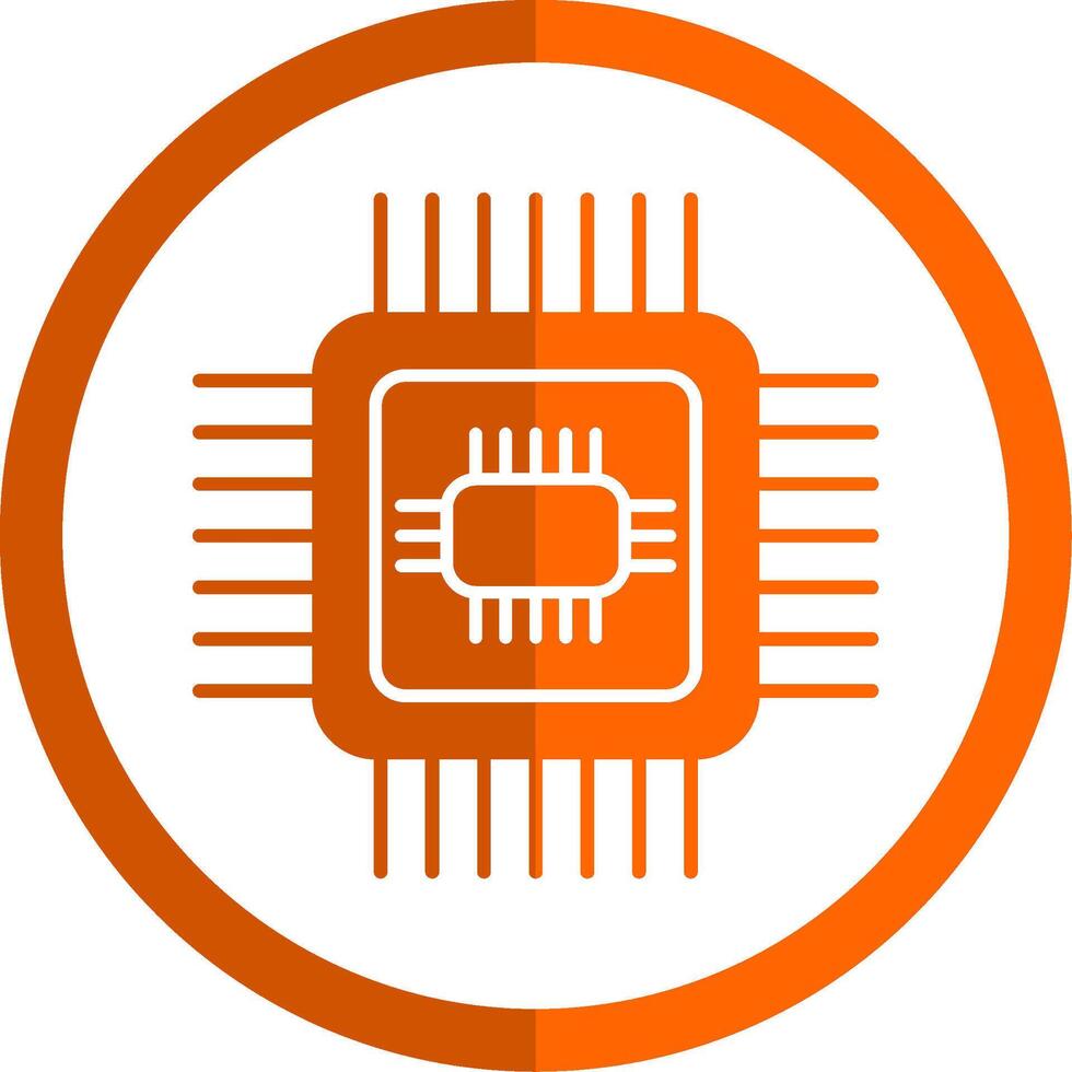 CPU glyph oranje cirkel icoon vector