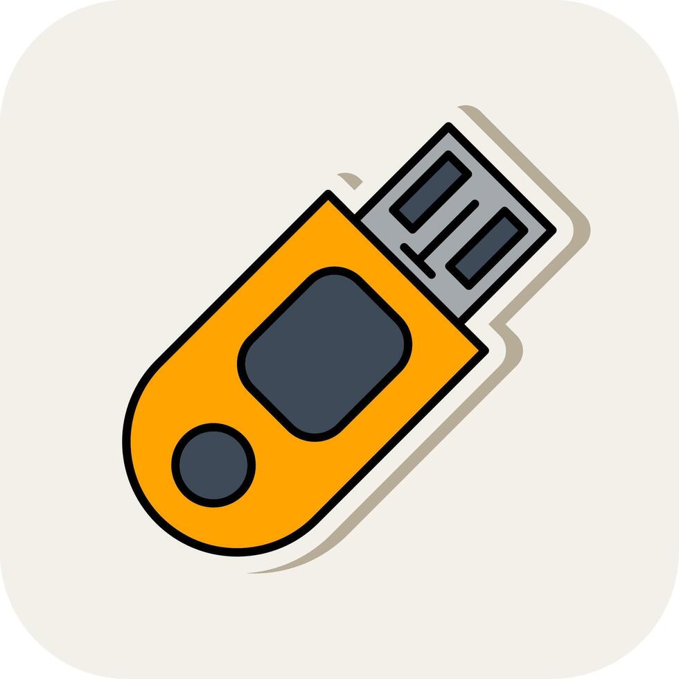 pendrive lijn gevulde wit schaduw icoon vector