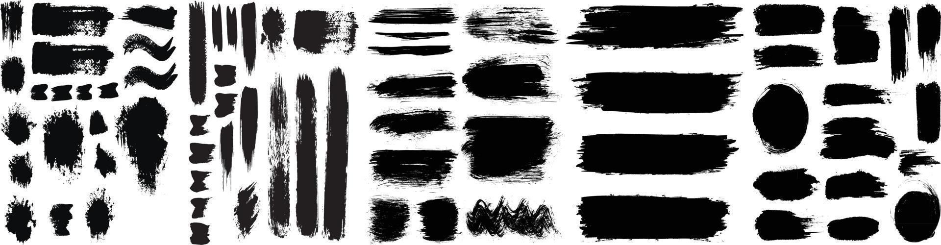 vector set zwarte verf penseel strock. tekstvakken voor banner.set van streken, verzameling van vectorpenseelstreken