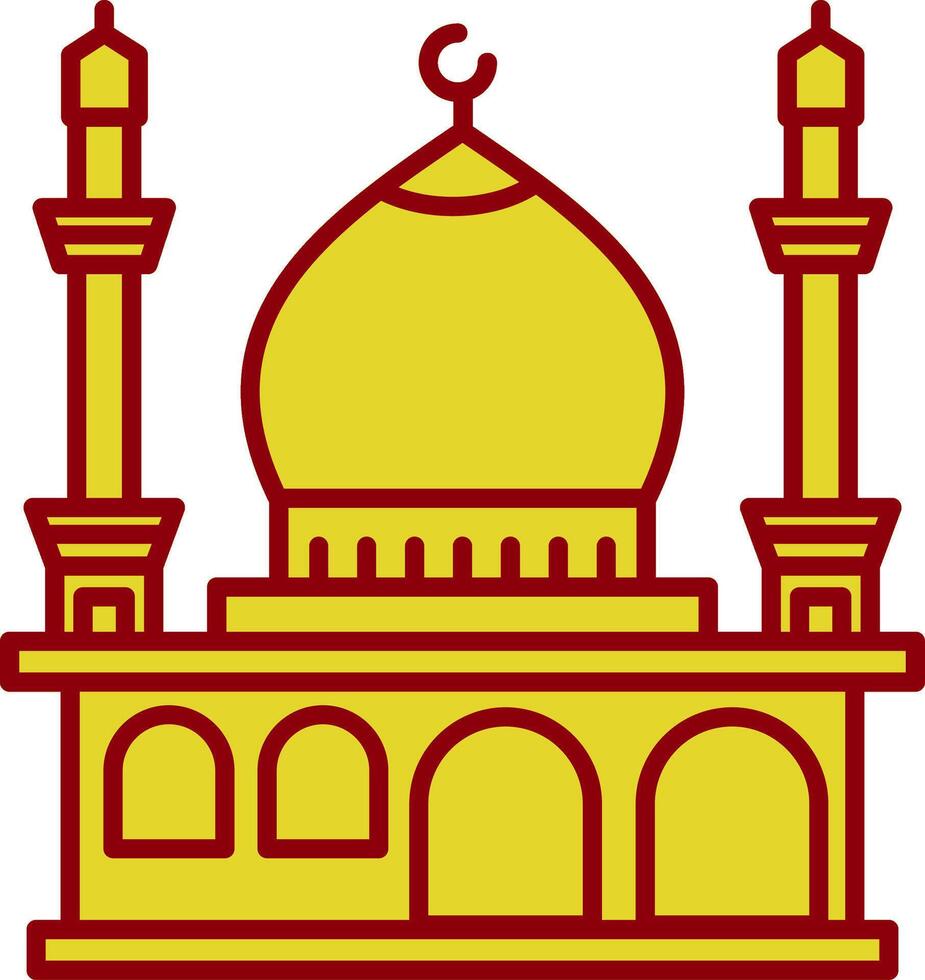 moskee lijn twee kleuren icoon vector