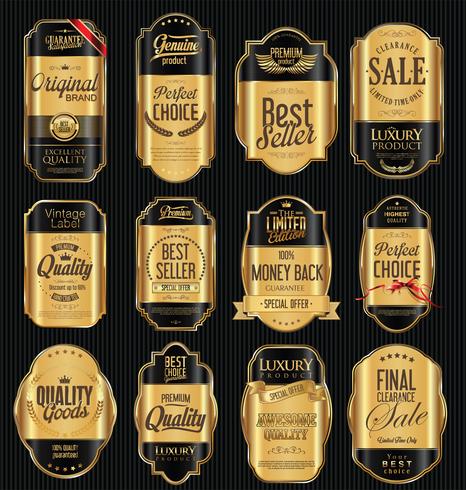 Luxe premium gouden insignes en labels vector