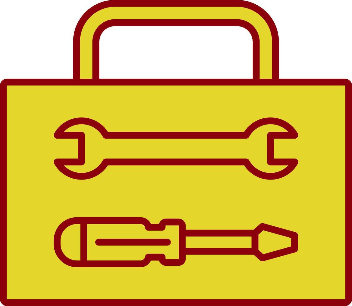 gereedschapskist lijn twee kleurenpictogram vector