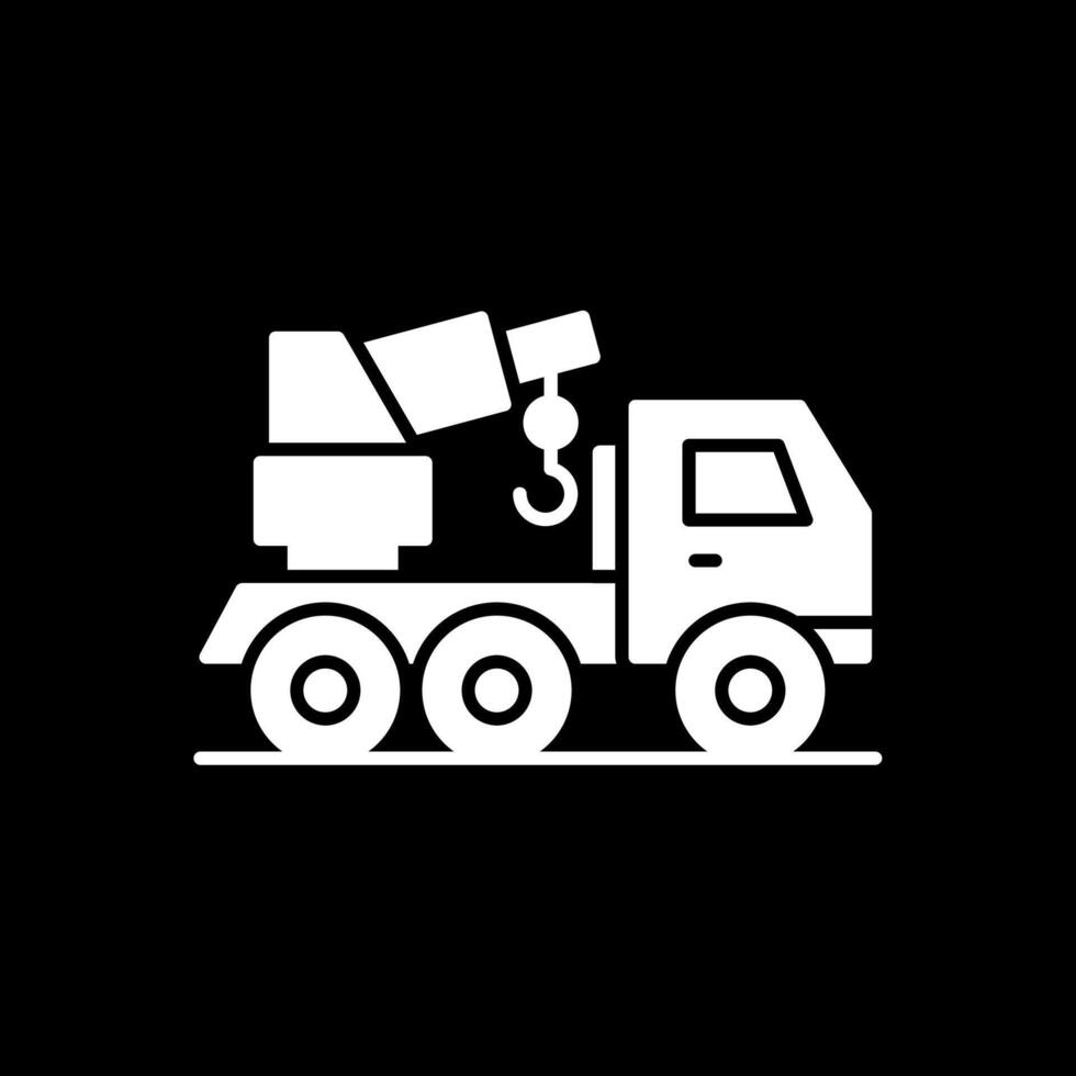 kraan vrachtauto glyph omgekeerd icoon vector