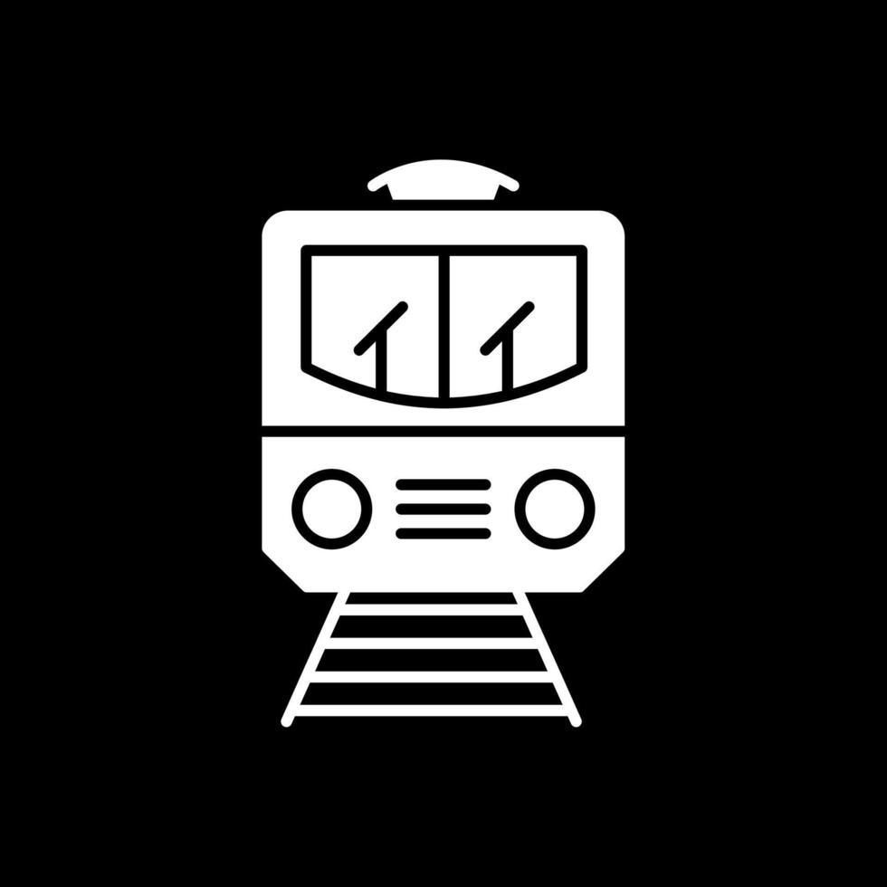 trein glyph omgekeerd pictogram vector