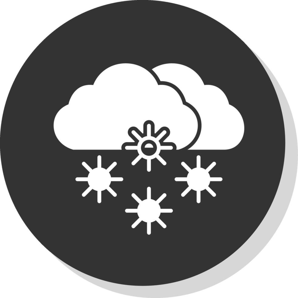 besneeuwd glyph grijs cirkel icoon vector