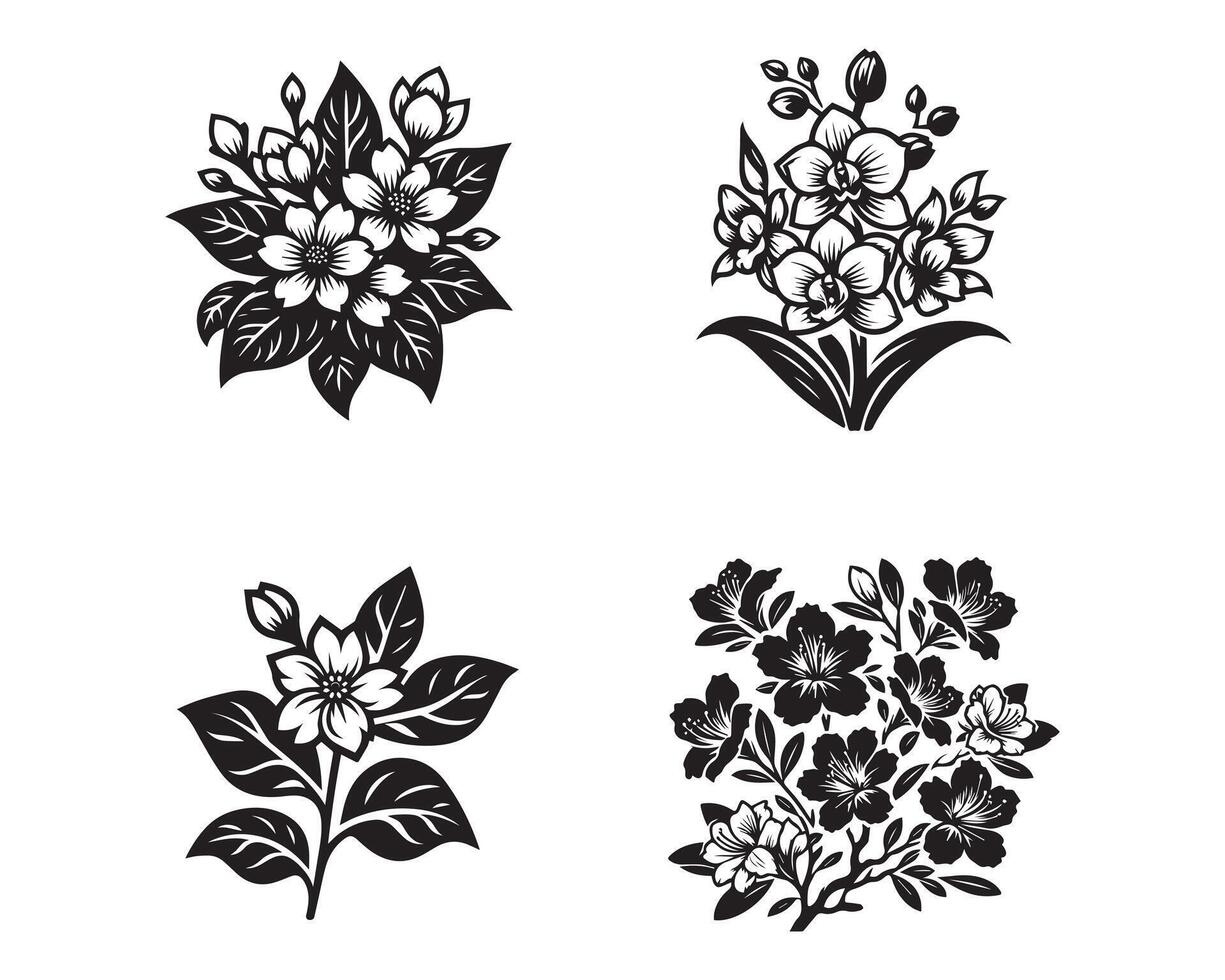 azalea bloemen silhouet icoon grafisch logo ontwerp vector