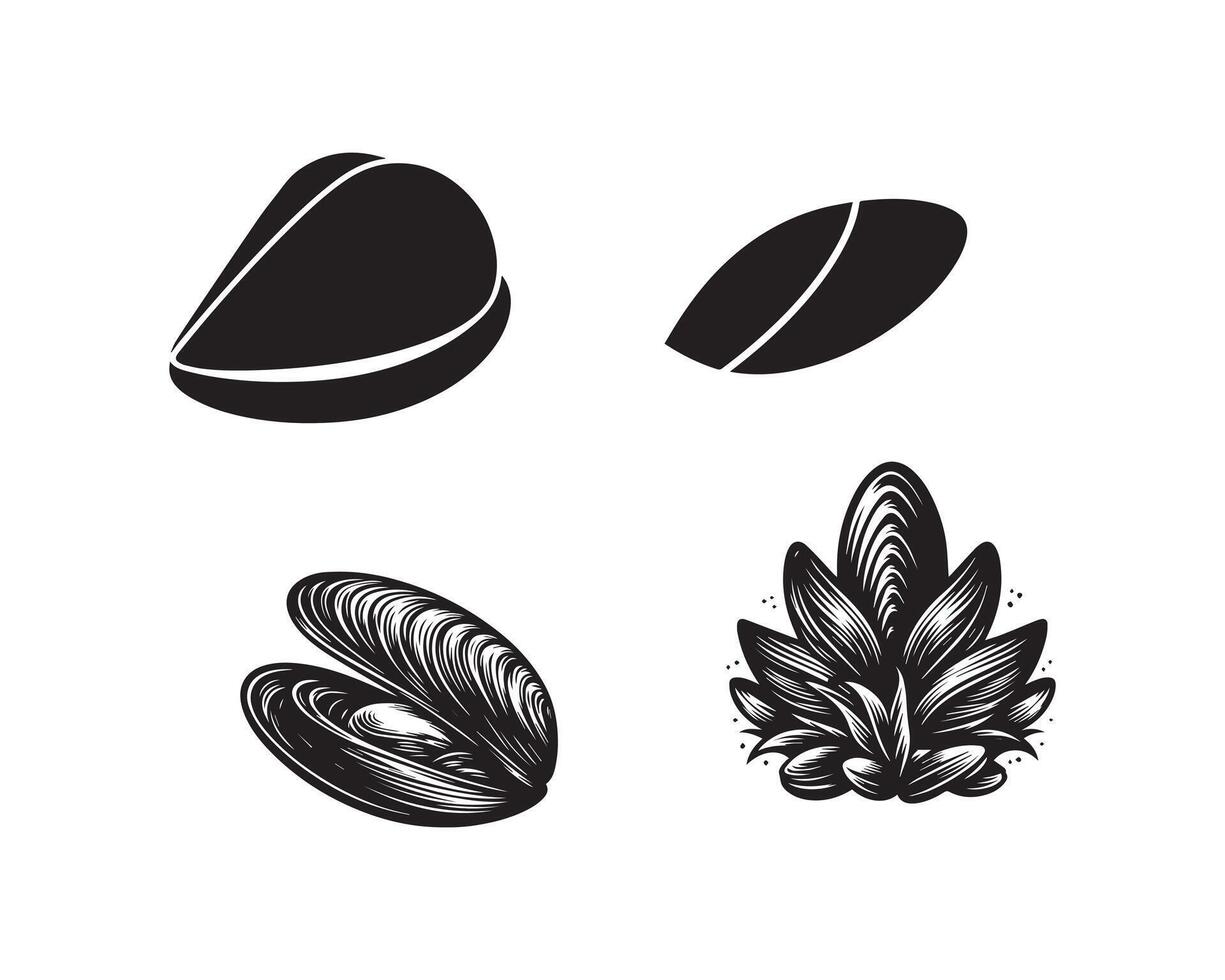 mossel silhouet icoon grafisch logo ontwerp vector