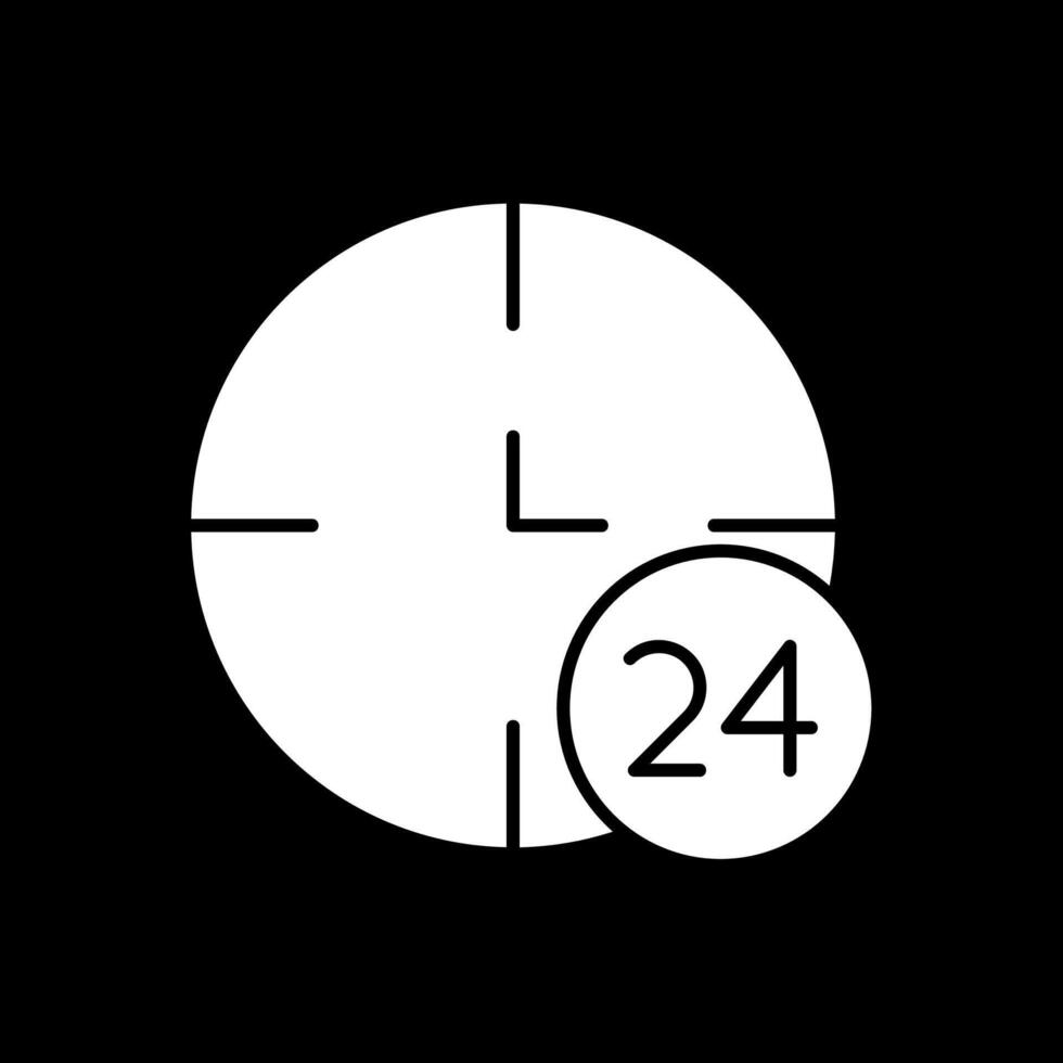 24 uur glyph omgekeerd pictogram vector