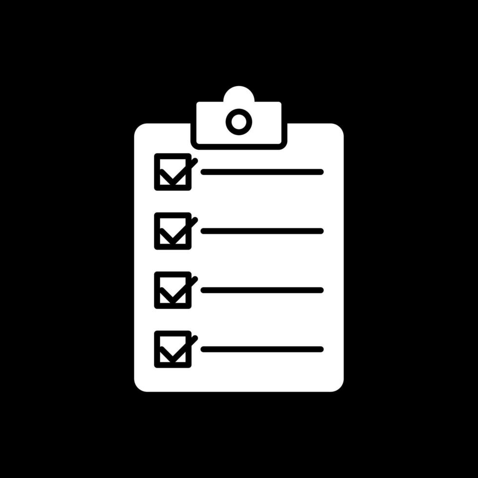 checklist glyph omgekeerd pictogram vector