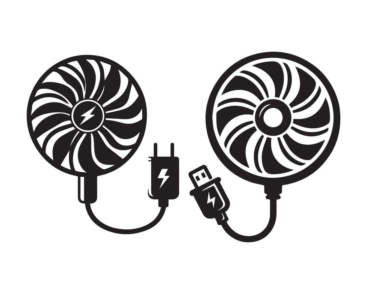 oplader ventilator silhouet icoon grafisch logo ontwerp vector