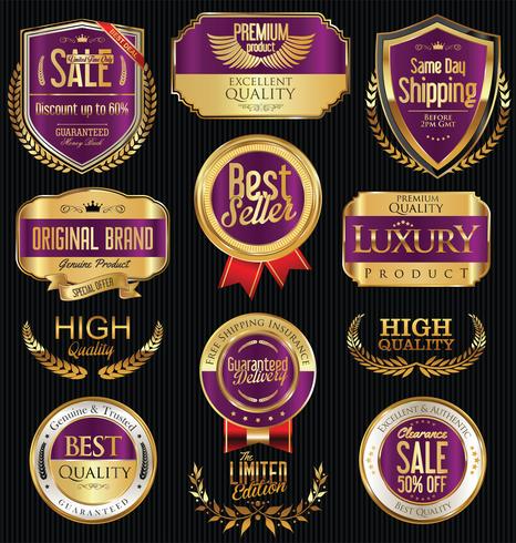 Luxe premium gouden insignes en labels vector