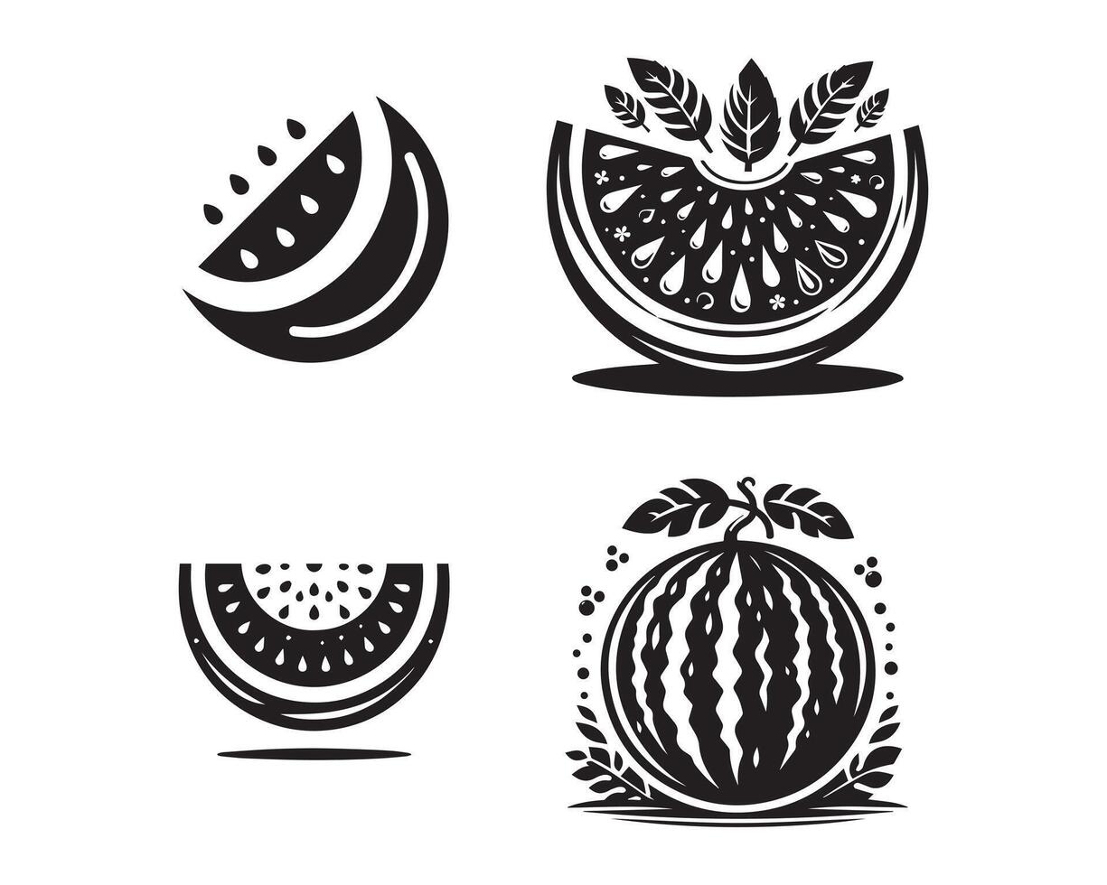 watermeloen silhouet icoon grafisch logo ontwerp vector