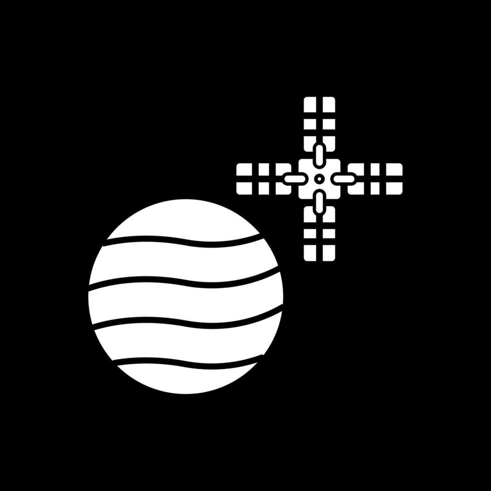 Venus met satelliet glyph omgekeerd icoon vector