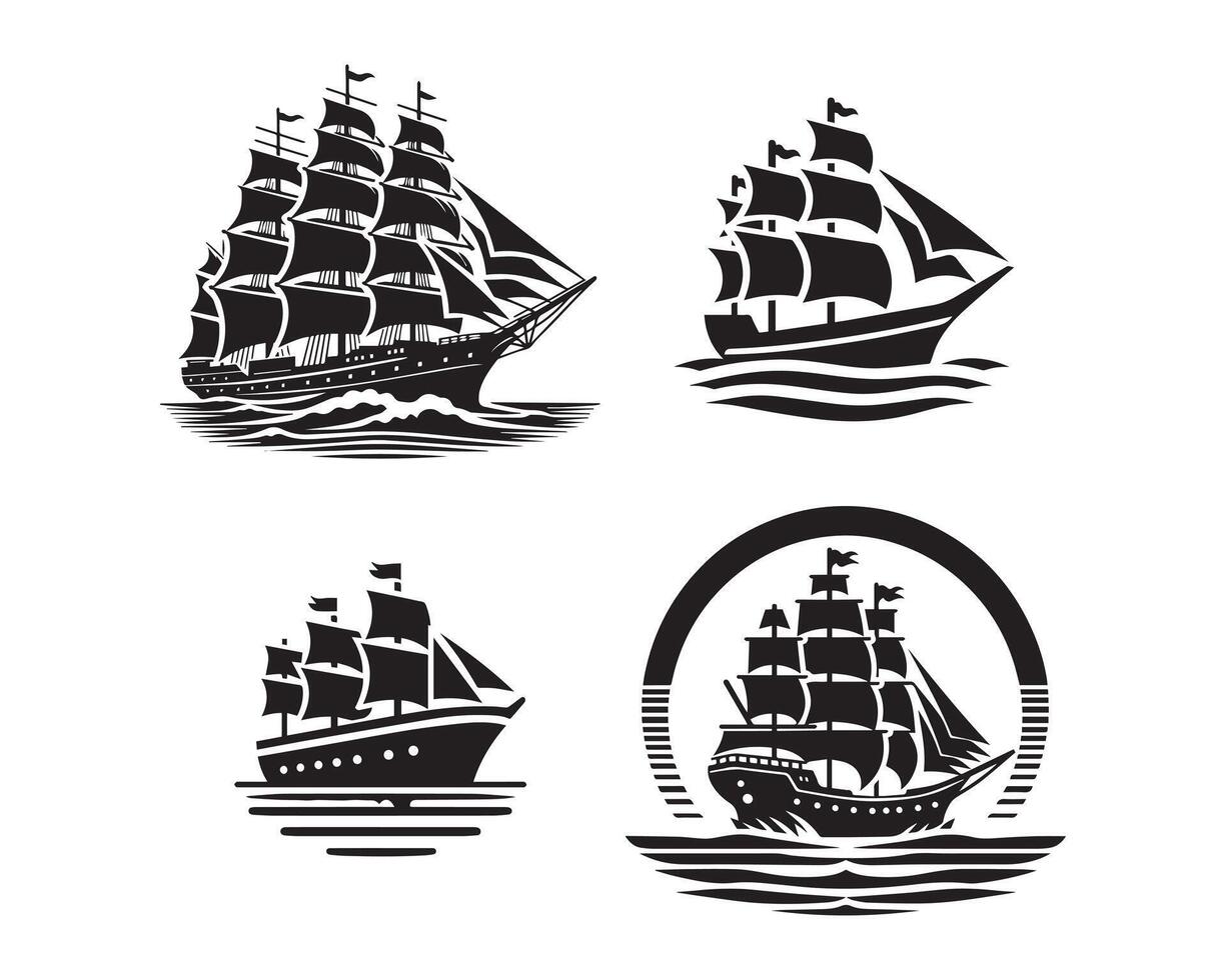 schip silhouet icoon grafisch logo ontwerp vector