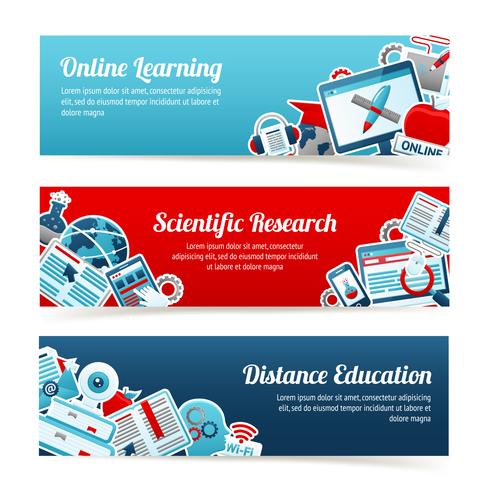 Banners voor online onderwijs vector