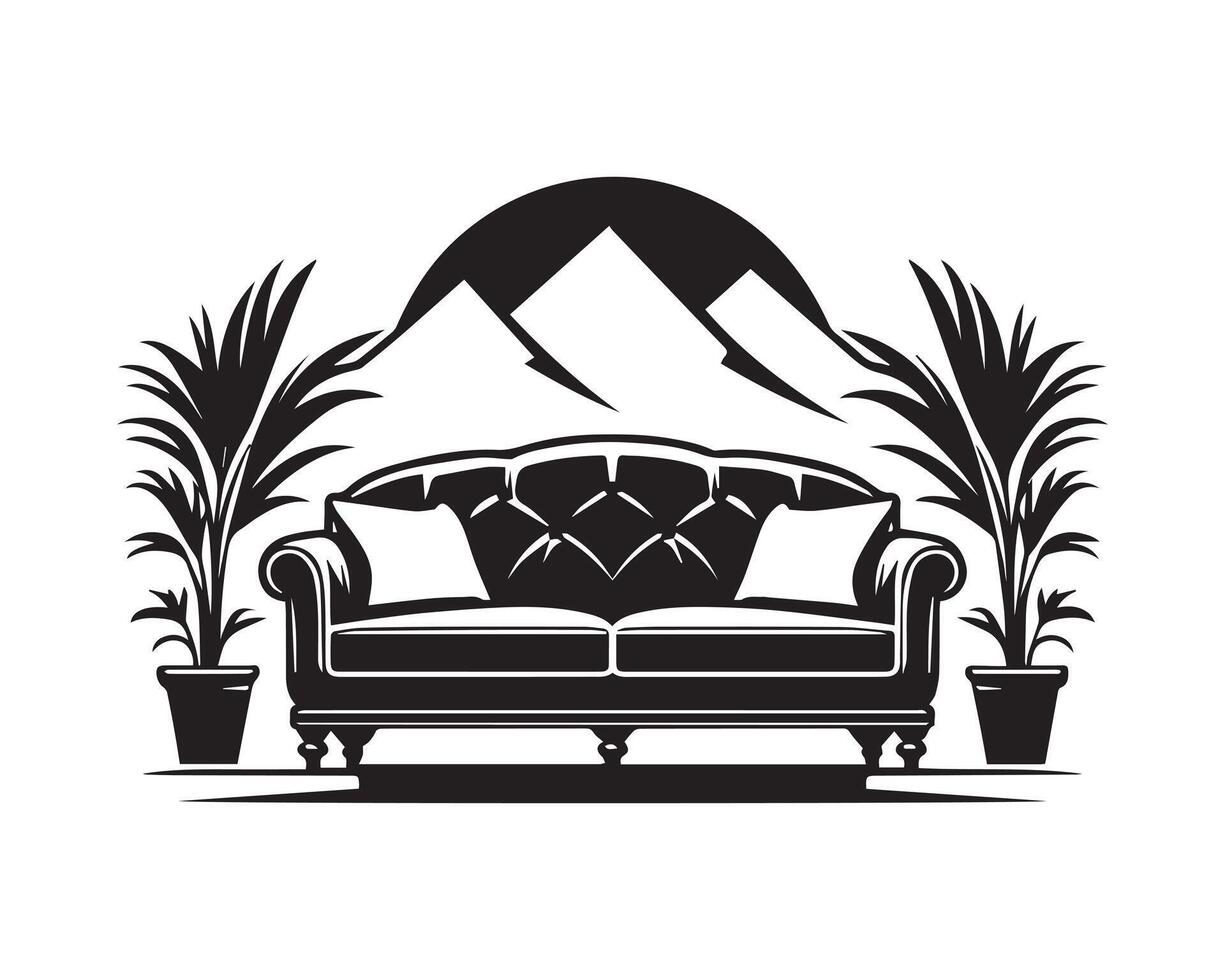 sofa silhouet icoon grafisch logo ontwerp vector