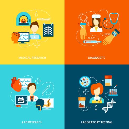 Medische tests pictogrammen plat vector