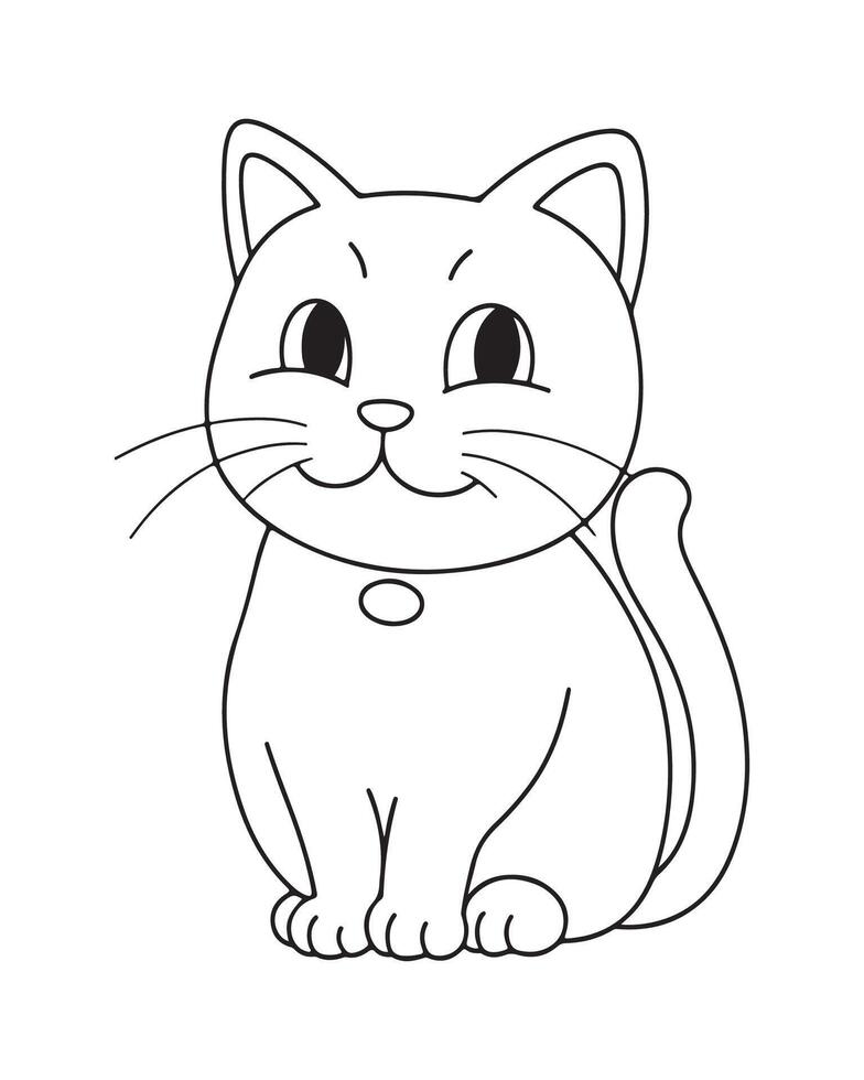 schattig kat kleur Pagina's, kat illustratie, mooi kat zwart en wit vector