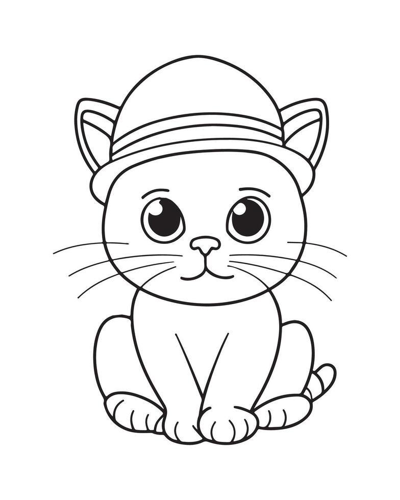 schattig kat kleur Pagina's, kat illustratie, mooi kat zwart en wit vector