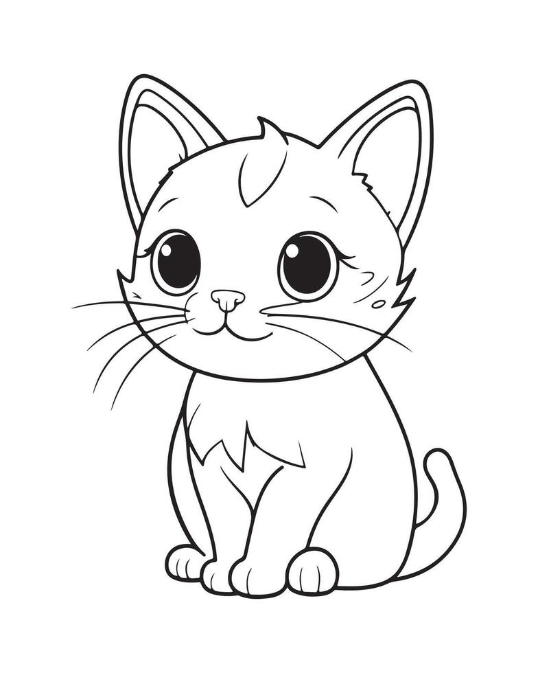 schattig kat kleur Pagina's, kat illustratie, mooi kat zwart en wit vector
