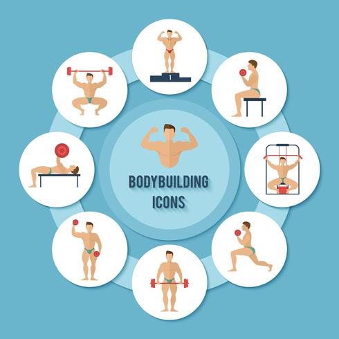 bodybuilding pictogrammen instellen vector