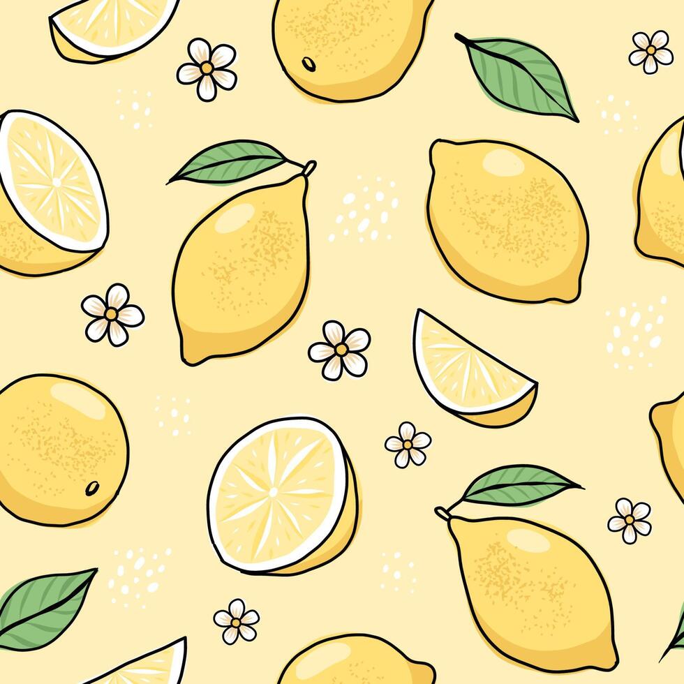 citroen hand- getrokken naadloos patroon. illustratie in tekening stijl vector