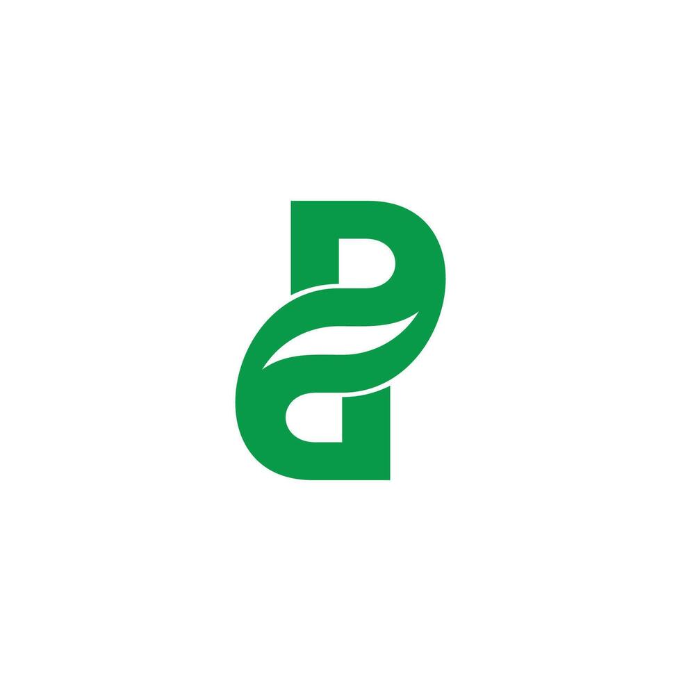 brief dp gekoppeld groen blad curves logo vector