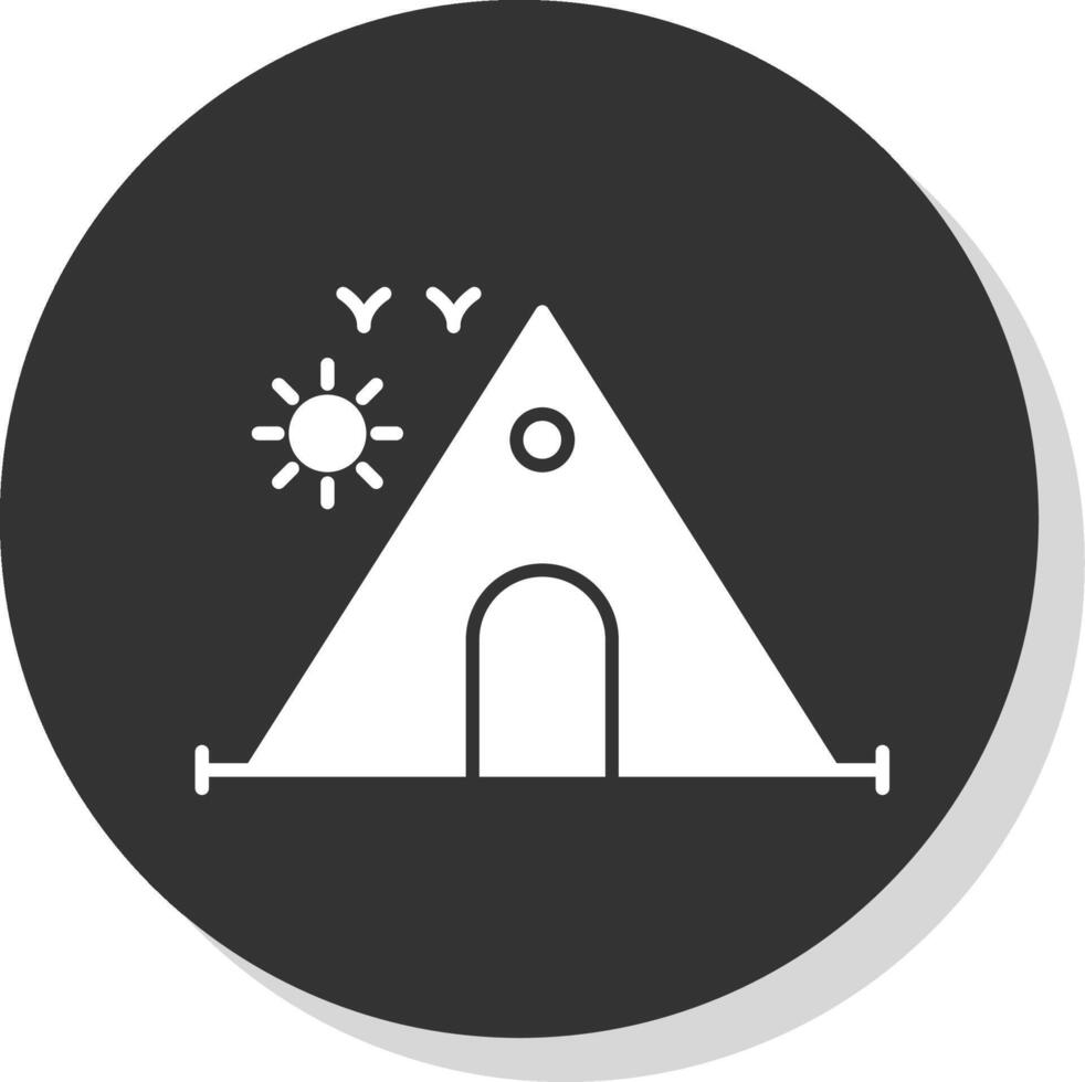 camping glyph grijs cirkel icoon vector
