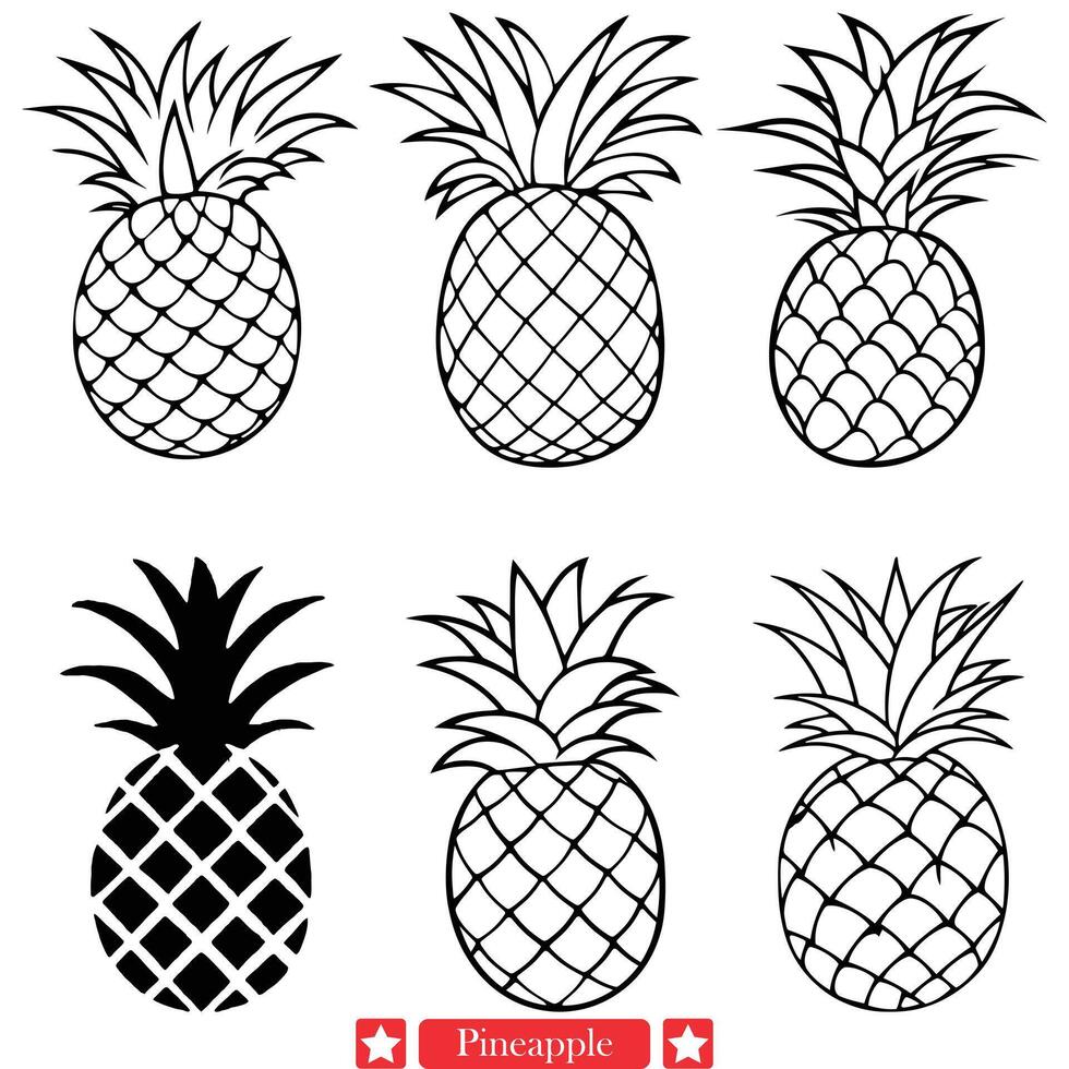 tropisch verleiding verleidelijk ananas silhouet ontwerp voor creatief ontsnapt vector