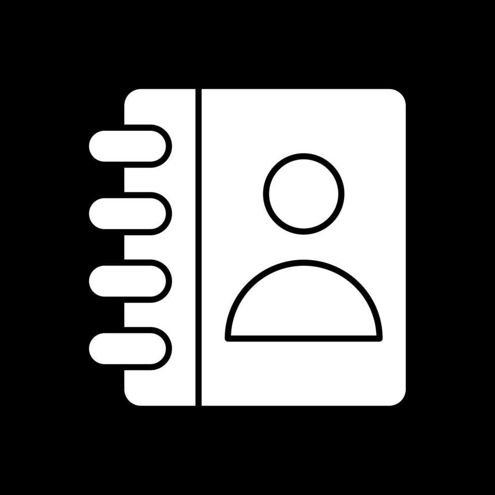 contact boek glyph omgekeerd pictogram vector