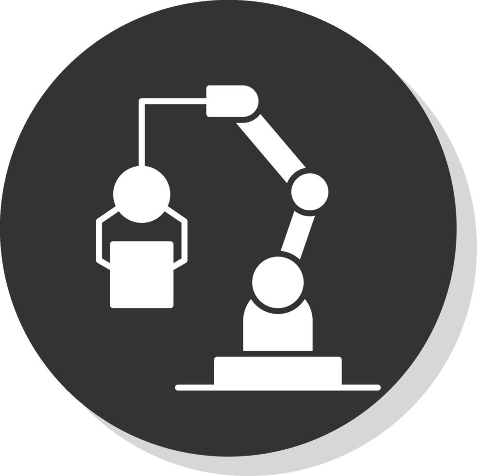 robot machine glyph grijs cirkel icoon vector