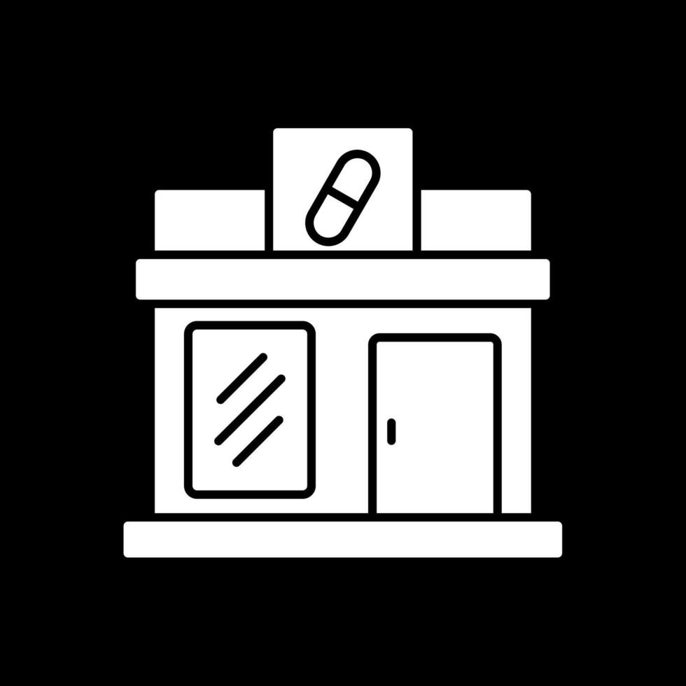 apotheek glyph omgekeerd icoon vector