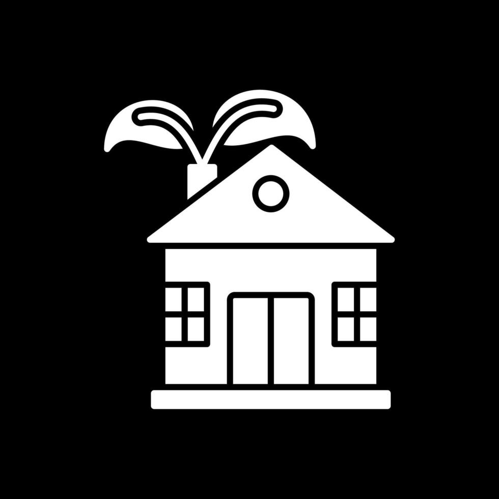 eco huis glyph omgekeerd pictogram vector