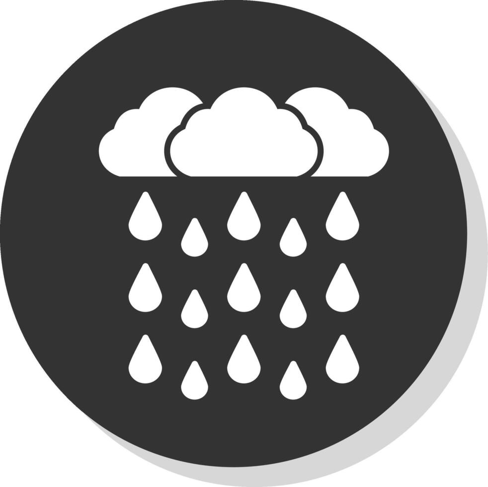 zwaar regen glyph grijs cirkel icoon vector