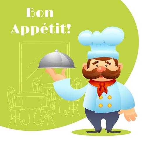 Chef-kok met lade Poster vector