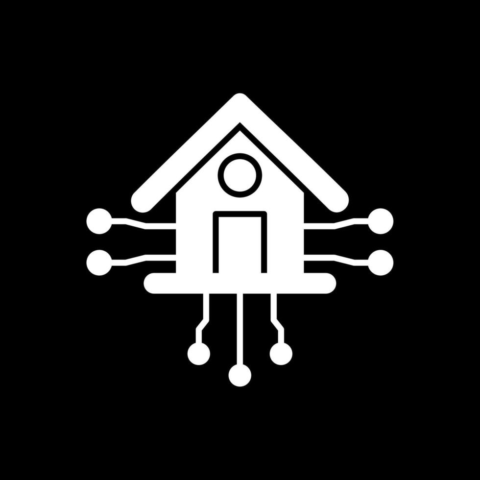 slim huis glyph omgekeerd icoon vector