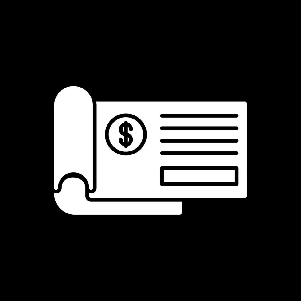 pictogram glyph omgekeerd bankcheque vector