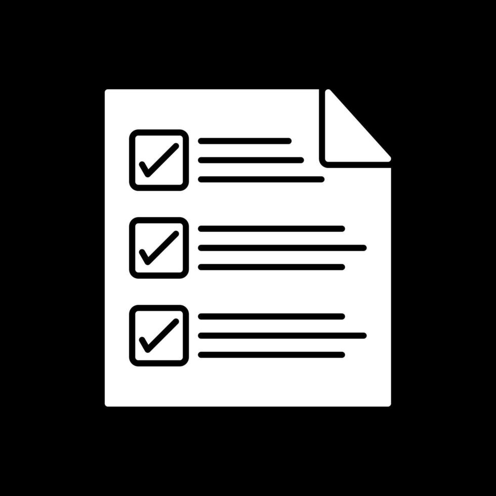 checklist glyph omgekeerd icoon vector