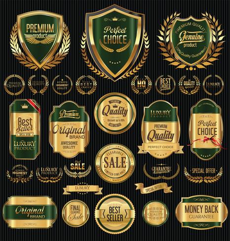 Luxe premium gouden insignes en labels vector