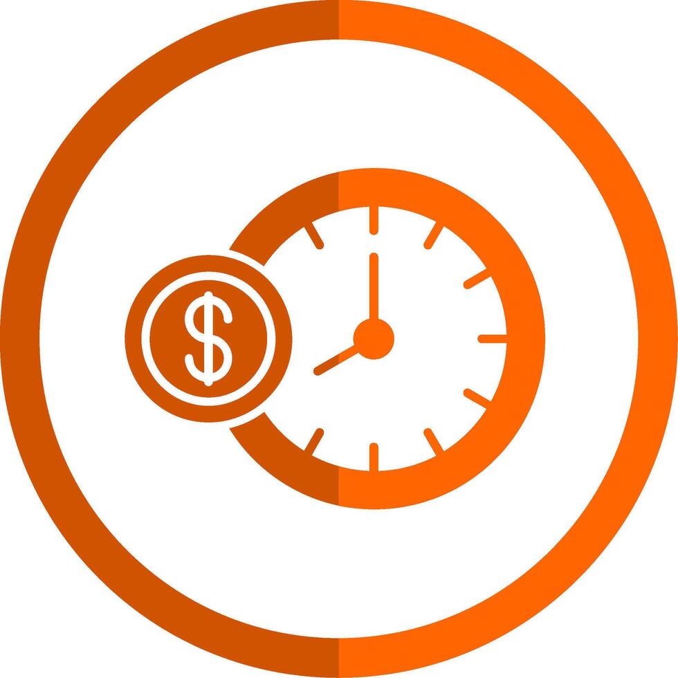 tijd is geld glyph oranje cirkel icoon vector