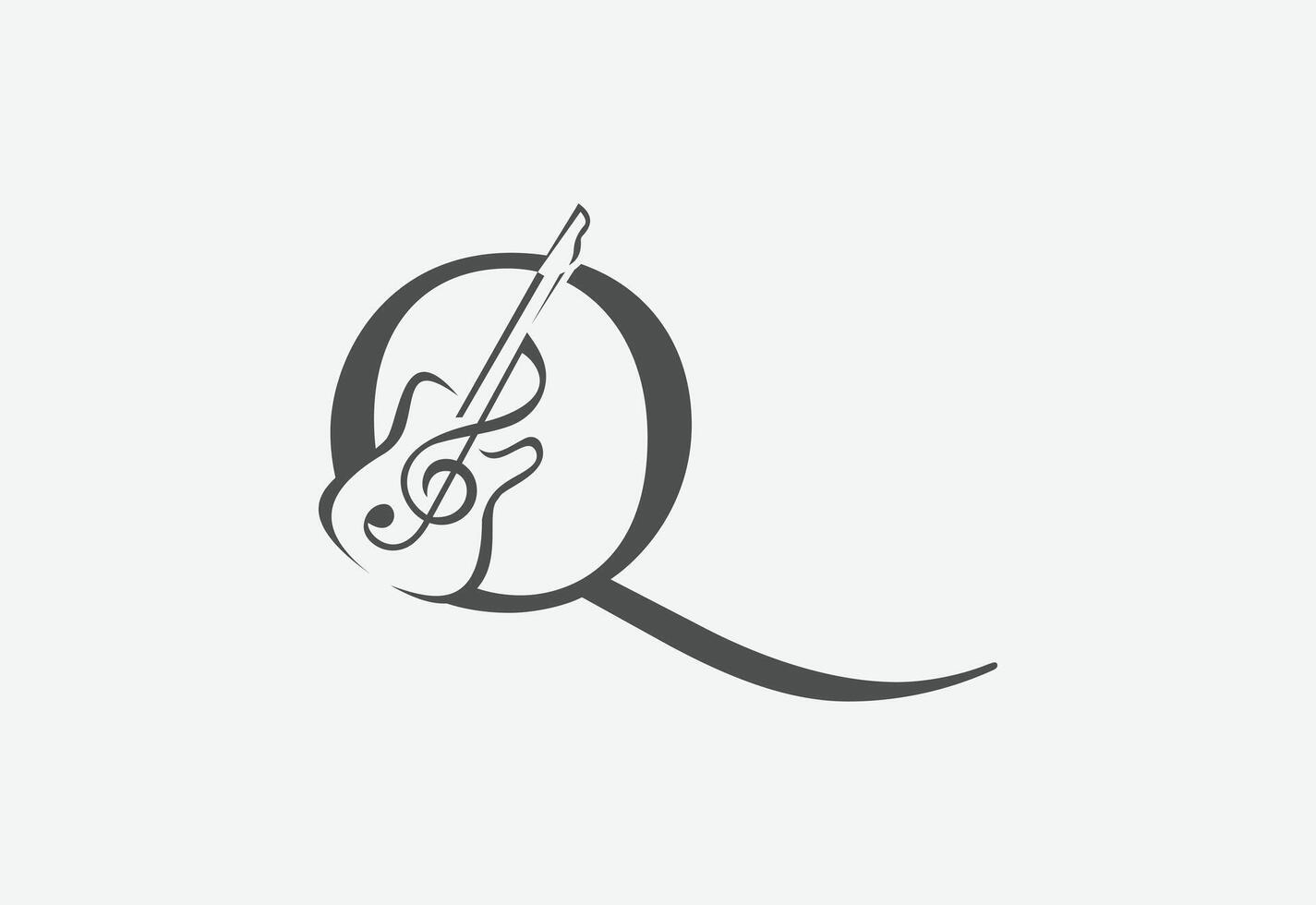 muziek- icoon met laatste q logo ontwerp creatief concept vector