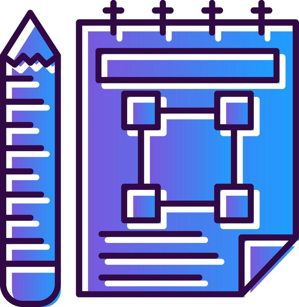 schetsboek helling gevulde icoon vector