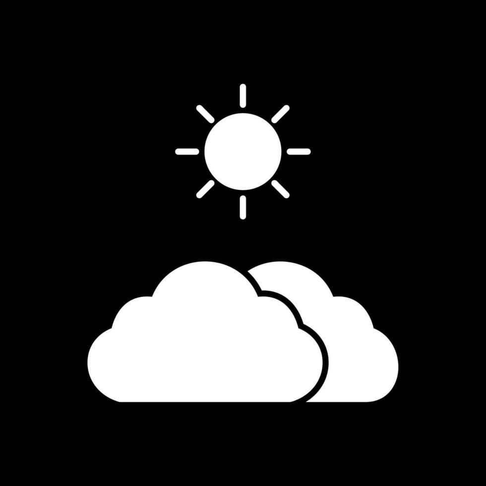 wolken en zon glyph omgekeerd icoon vector