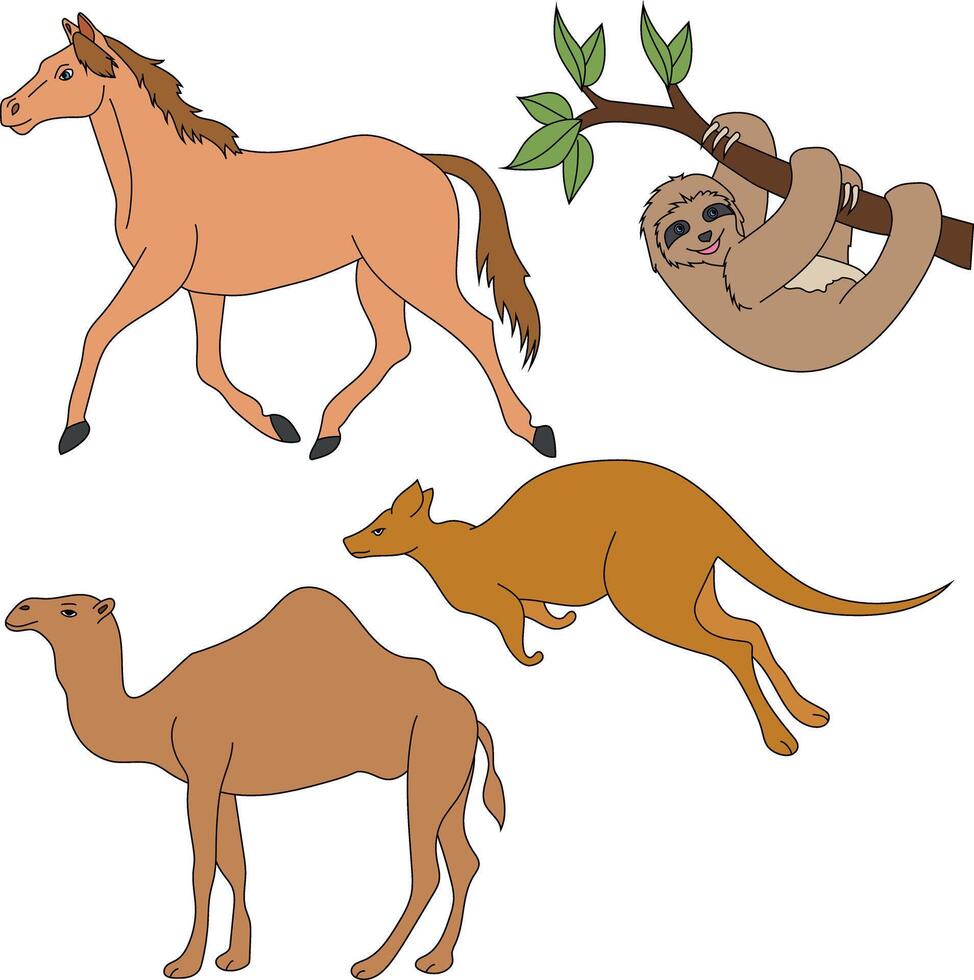 kleurrijk dieren clip art set. tekenfilm wild dieren clip art reeks voor geliefden van dieren in het wild vector